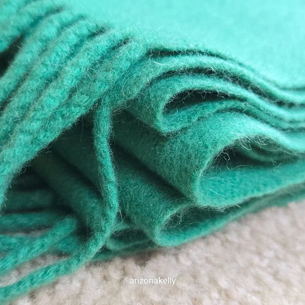 Cashmere Fringe Scarf Kelly Green Thick Soft
